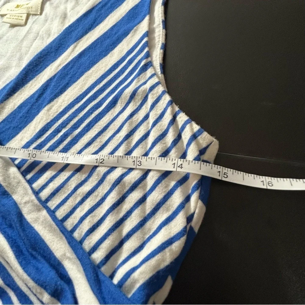 Maeve by Anthropologie Sleeveless Dress Kythira Striped Blue White Sz Medium - Picture 7 of 8